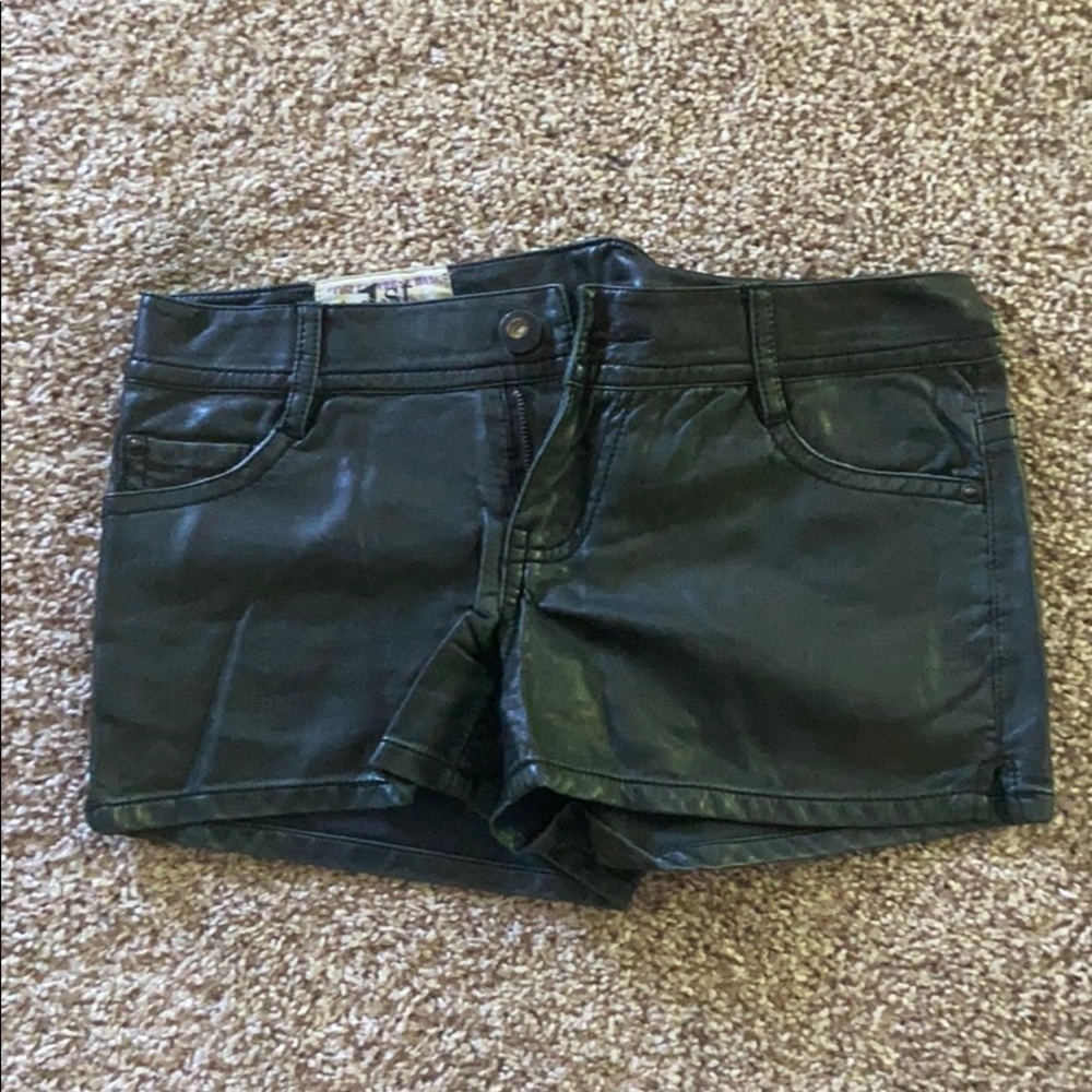 Black leather shorts